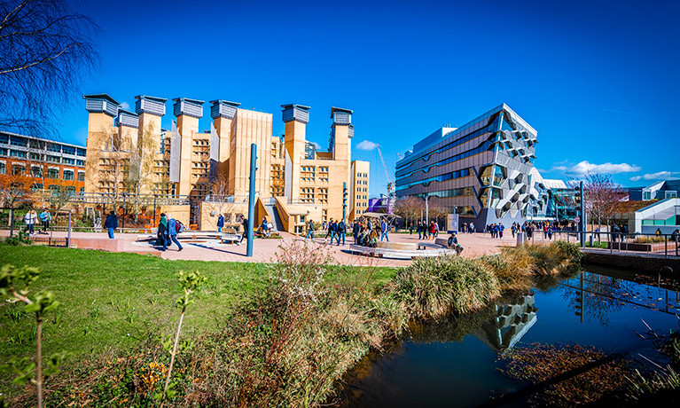 Exterior view of the Library on a summers day 