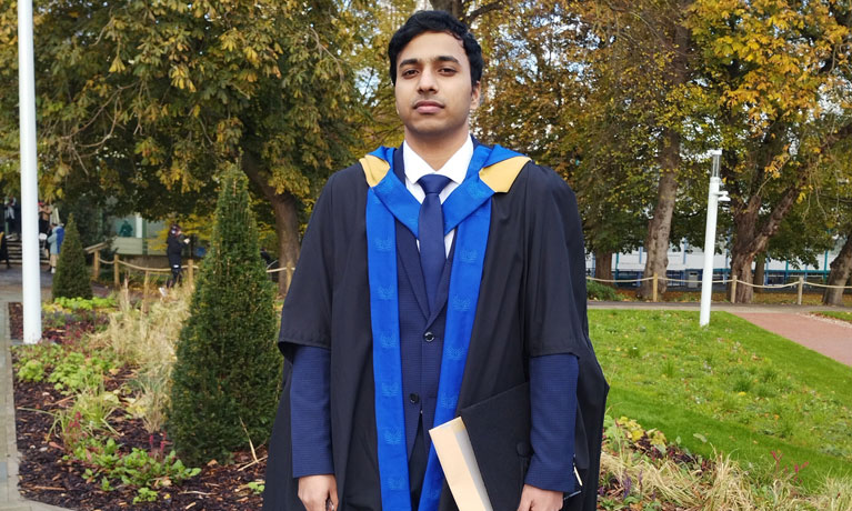 Gokulakrishnan Balasundaram in graduation robes