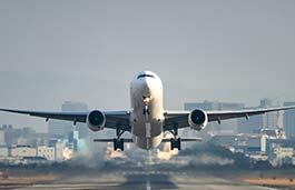 Plane taking off on runway