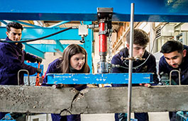 Students working in a construction site