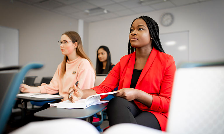 Students sitting in a classroom