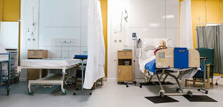 Mock hospital ward at the CU Scarborough campus.