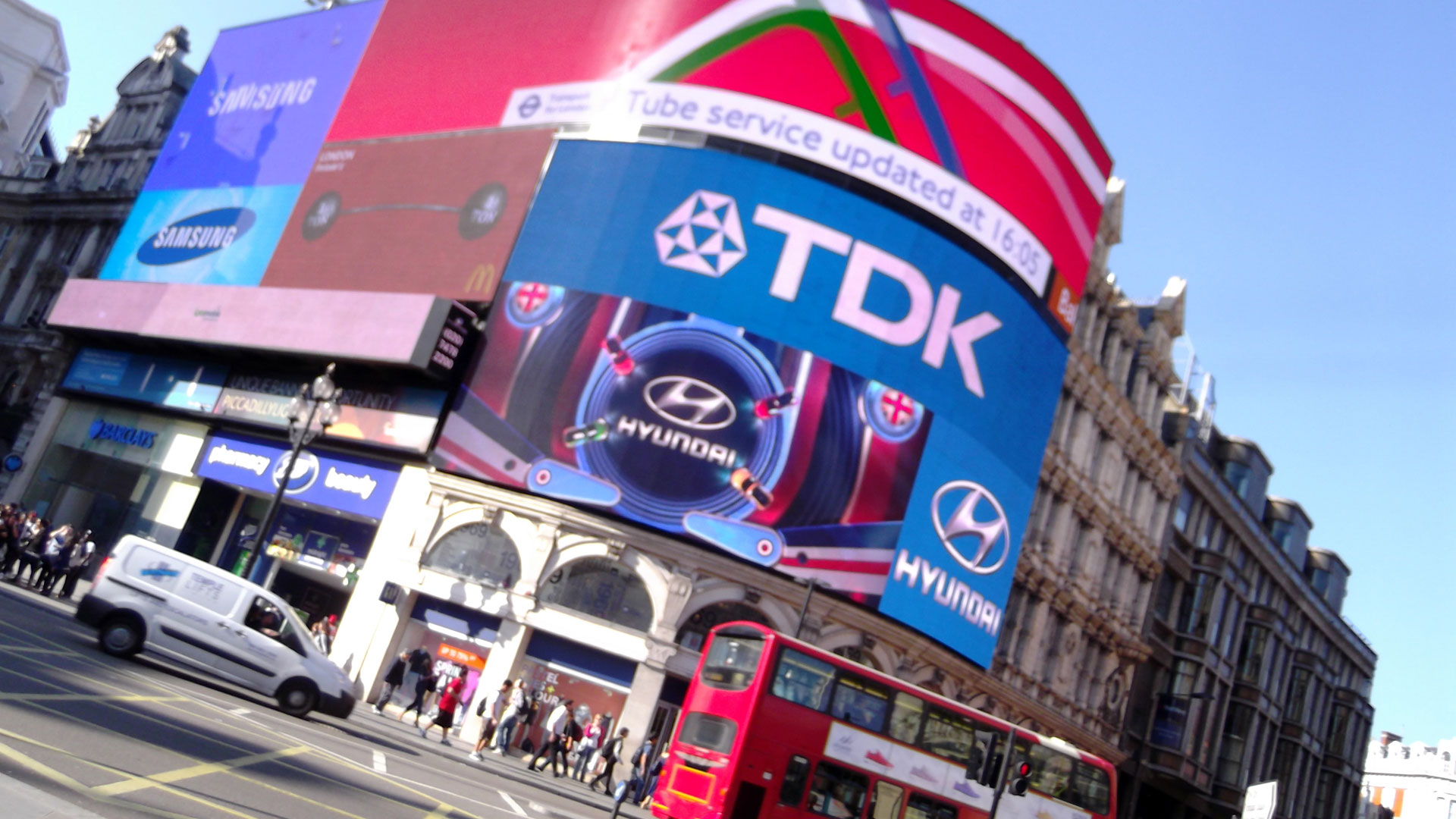 Building in London covered in display adverts