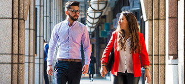 Students walking together on a clear day