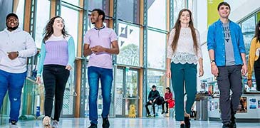 students walking through the Herbert Gallery