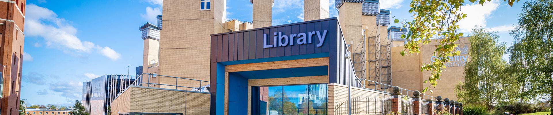 External view of lancaster library on a sunny day