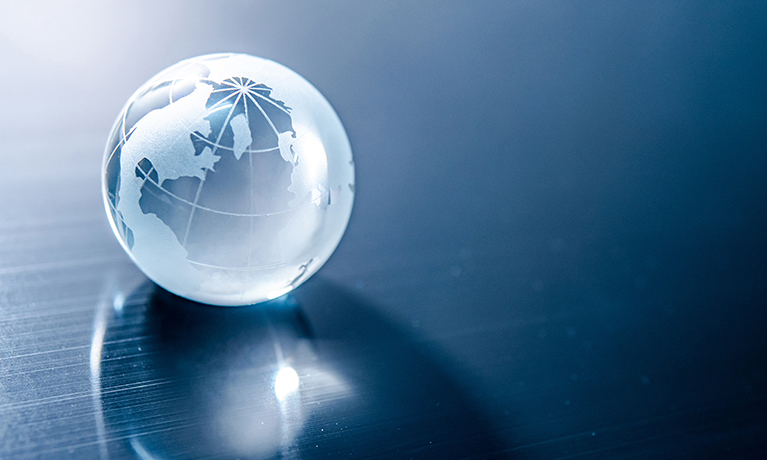 glass globe on a table 