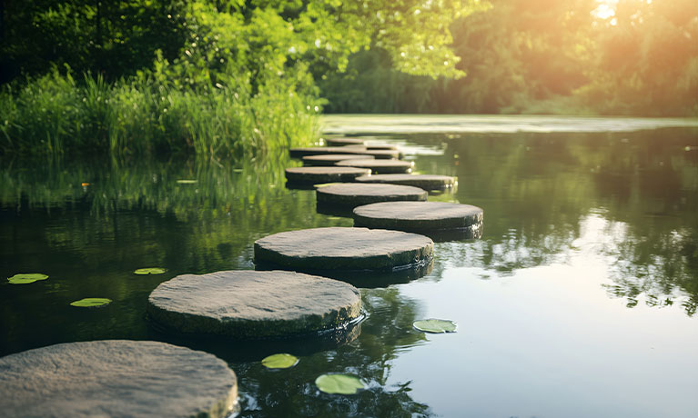 Stepping stones in water 