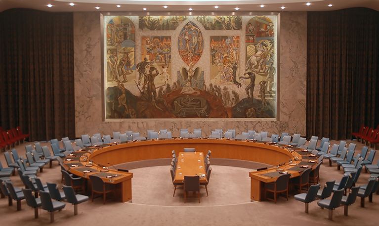 Inside of the United Nations Security Council chamber