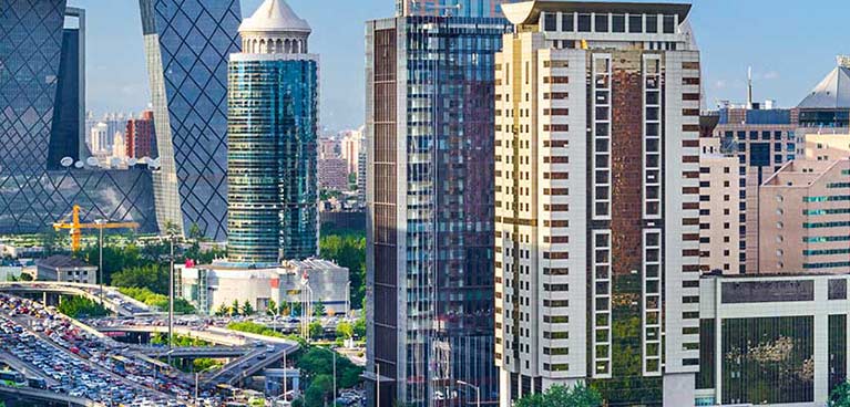 Skyline view of skyscrapers in Beijing in China