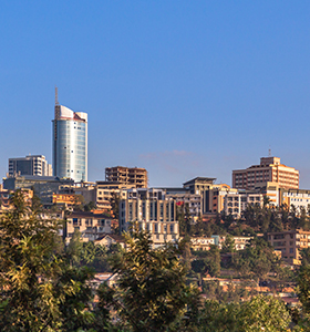 A skyline view of the buildings in Kigali in Africa