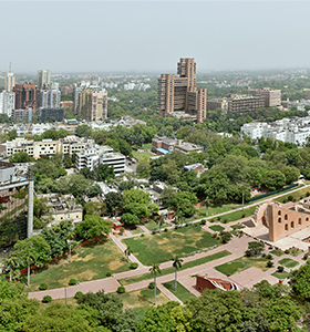 A skyline view of Delhi in India