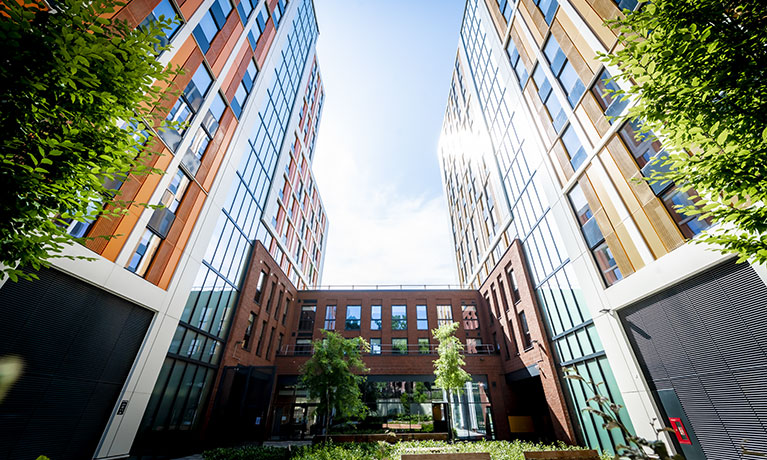 A view of Bishopsgate halls of residence accommodation in Coventry.