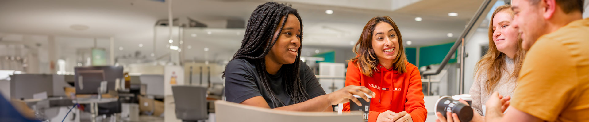 Students working together in a study space