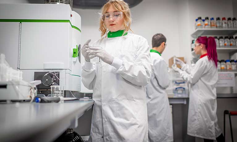 Students in the biochemistry lab