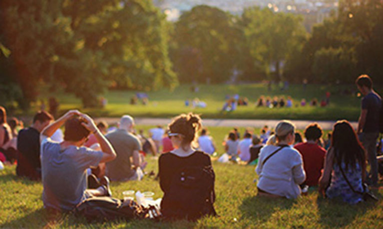 Students in a park