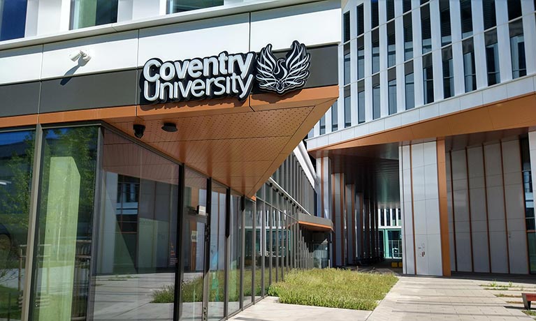 Front of the Wroclaw building with the Coventry University logo